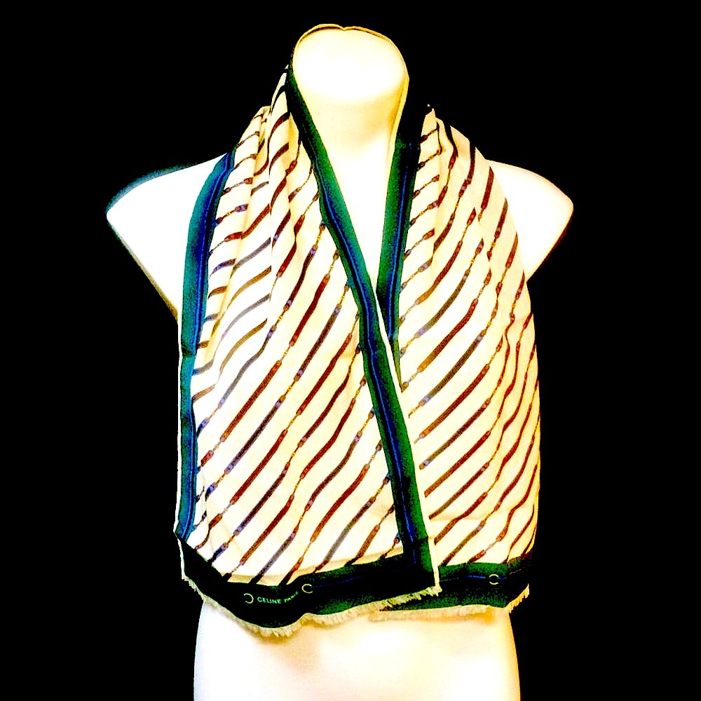 Celine Striped Scarf - Cream, Red, Green